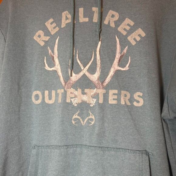 Realtree Mens Graphic Hoodie Long Sleeves Heather Spruce Size L - Picture 2 of 4
